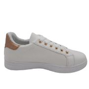 BY-2021 ΑΣΠΡΟ PLATO ΓΥΝΑΙΚΕΙΑ SNEAKERS ΣΥΝΘΕΤΙΚΟ ΔΕΡΜΑ ΜΙΚΡΗ ΦΟΡΜΑ