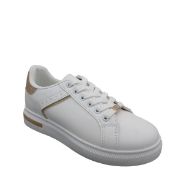 8410-08-2 ΑΣΠΡΟ/ΧΡΥΣΟ FASHION&BELLA ΓΥΝΑΙΚΕΙΑ SNEAKERS ΣΥΝΘΕΤΙΚΟ ΔΕΡΜΑ ΚΑΝΟΝΙΚΗ ΕΦΑΡΜΟΓΗ