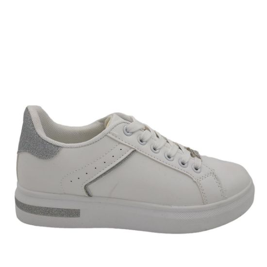 8410-08-3 ΑΣΠΡΟ/ΑΣΗΜΙ FASHION&BELLA ΓΥΝΑΙΚΕΙΑ SNEAKERS ΣΥΝΘΕΤΙΚΟ ΔΕΡΜΑ ΚΑΝΟΝΙΚΗ ΕΦΑΡΜΟΓΗ
