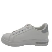 8410-08-3 ΑΣΠΡΟ/ΑΣΗΜΙ FASHION&BELLA ΓΥΝΑΙΚΕΙΑ SNEAKERS ΣΥΝΘΕΤΙΚΟ ΔΕΡΜΑ ΚΑΝΟΝΙΚΗ ΕΦΑΡΜΟΓΗ